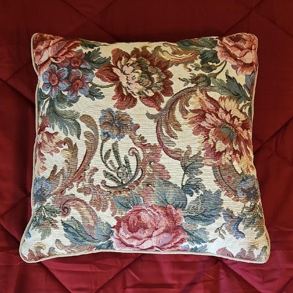 Other - Vintage Floral Tapestry Throw Pillow